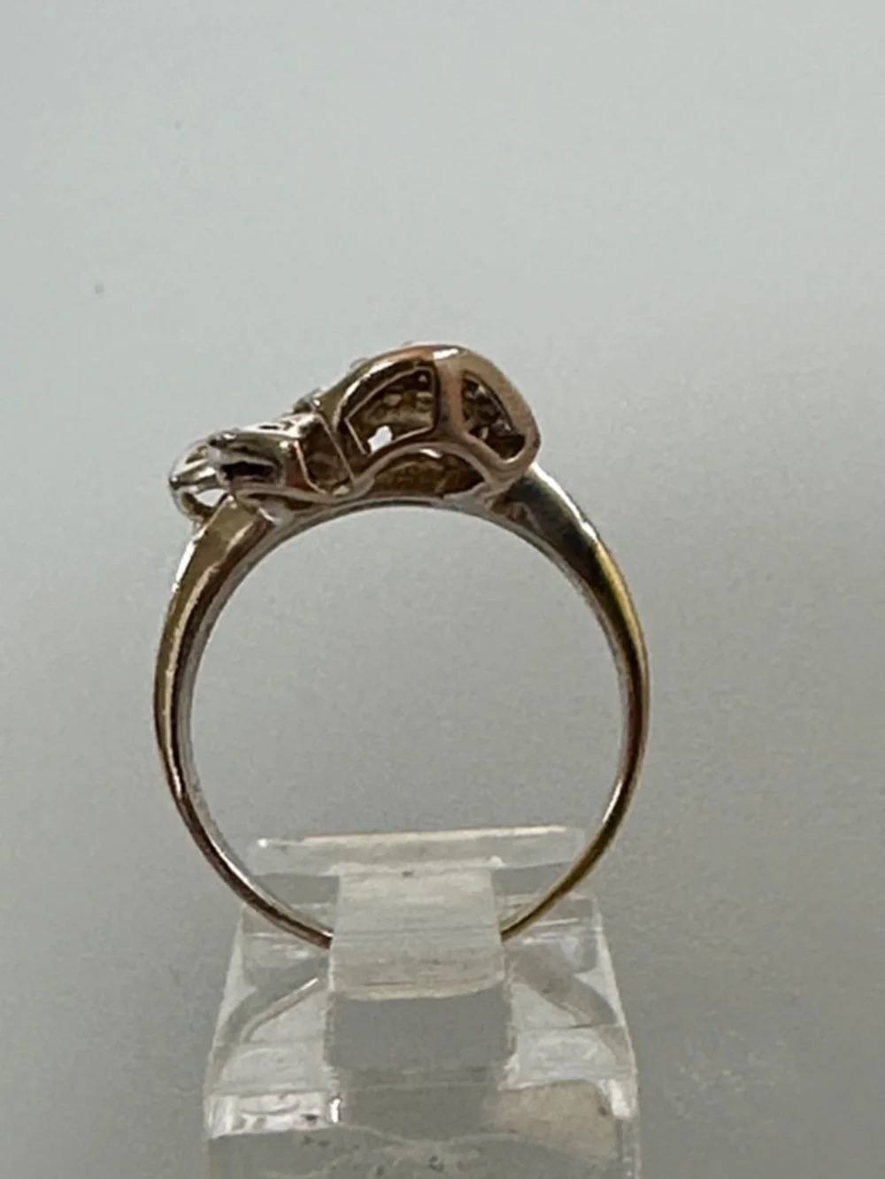 Sterling Silver Bow-Style Ring with Gold-Tone Accents